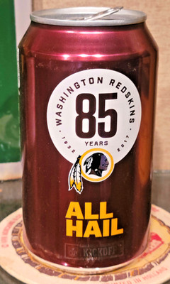 2017 85 YEARS WASHINGTON REDSKINS NFL FOOTBALL STAY TAB BEER CAN BUD LIGHT EMPTY