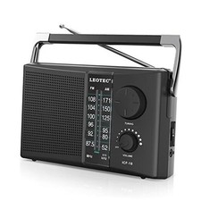 Portable AM FM Radio with Best Reception,Battery Operated or AC Black