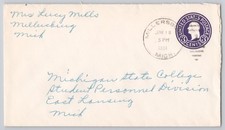 Millersburg, Mich., envelope, 3-cent U.S. stamp, postmark 1951