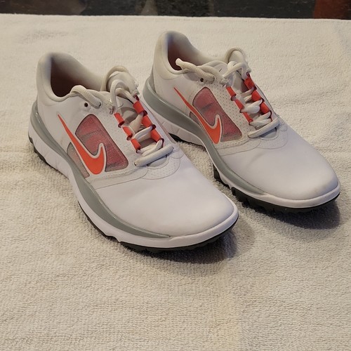 Nike FI Impact Women’s Spikeless Golf Shoes White/Gray/Orange Low Top 5.5