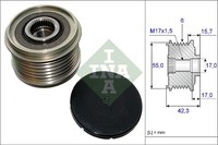 1X Ina 535 0154 10 Generatorfreilauf FüR Renault Nissan Dacia