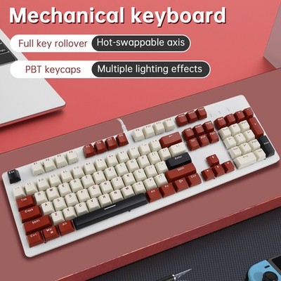 104-Key Wired Mechanical Linear Switch Gaming Keyboard Blue Switch WHI