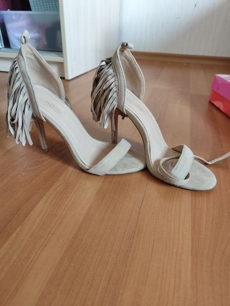 Women Heels Beige Textile 37
