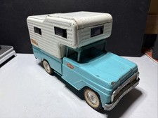 VINTAGE 1963 TONKA MOUND MN AQUA BLUE PRESSED STEEL CAMPER 3 WORKING WINDOWS