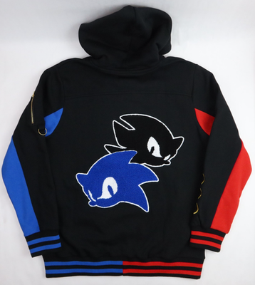 Sonic The Hedgehog Split Hoodie Adult Large Shadow Zip Up Ring