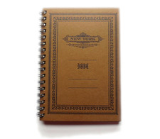 Small Notebook Made in Italy Brown Lined Spiral Vintage New York A6 4x6 Paper