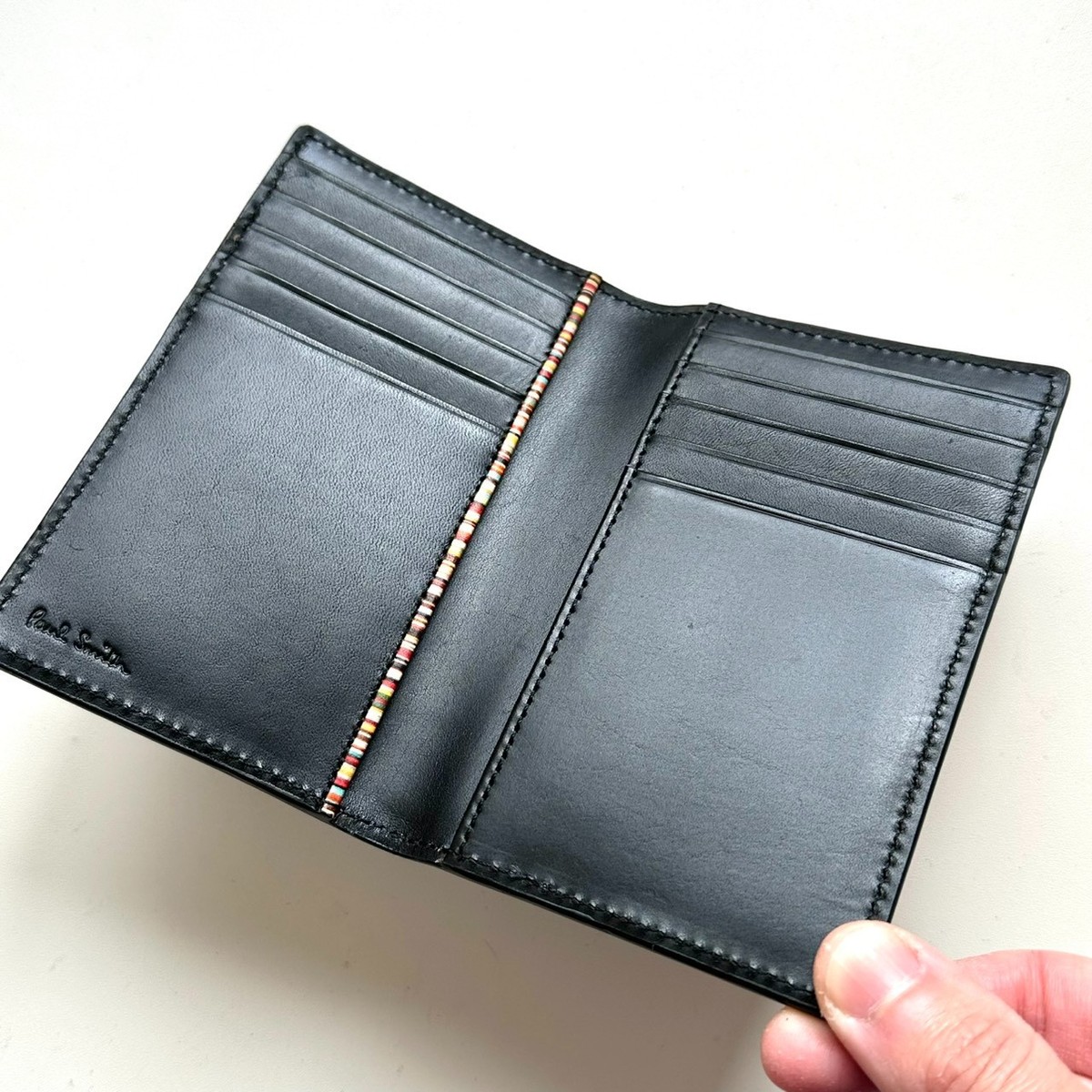 Paul Smith Authentic Card Case Pass Case Multi-Stripe Genuine Leather Excellent View 4