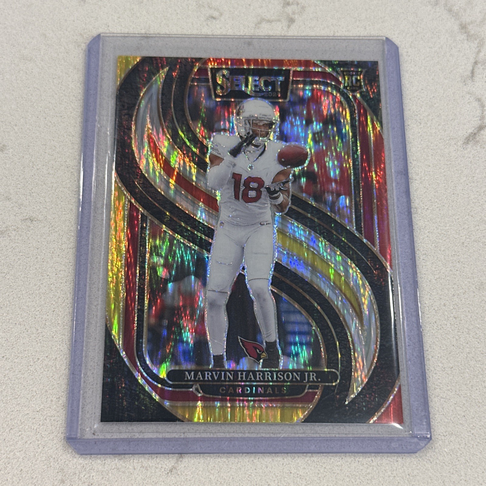 2024 Panini Select- Marvin Harrison Jr #115 Premier Red & Yellow Shock Prizm -RC