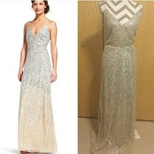 Adriana Papell beaded spaghetti strap gown