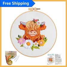 Rustic Highland Cow Needlepoint Kit for Adults – Perfect Gift for Craft Lovers