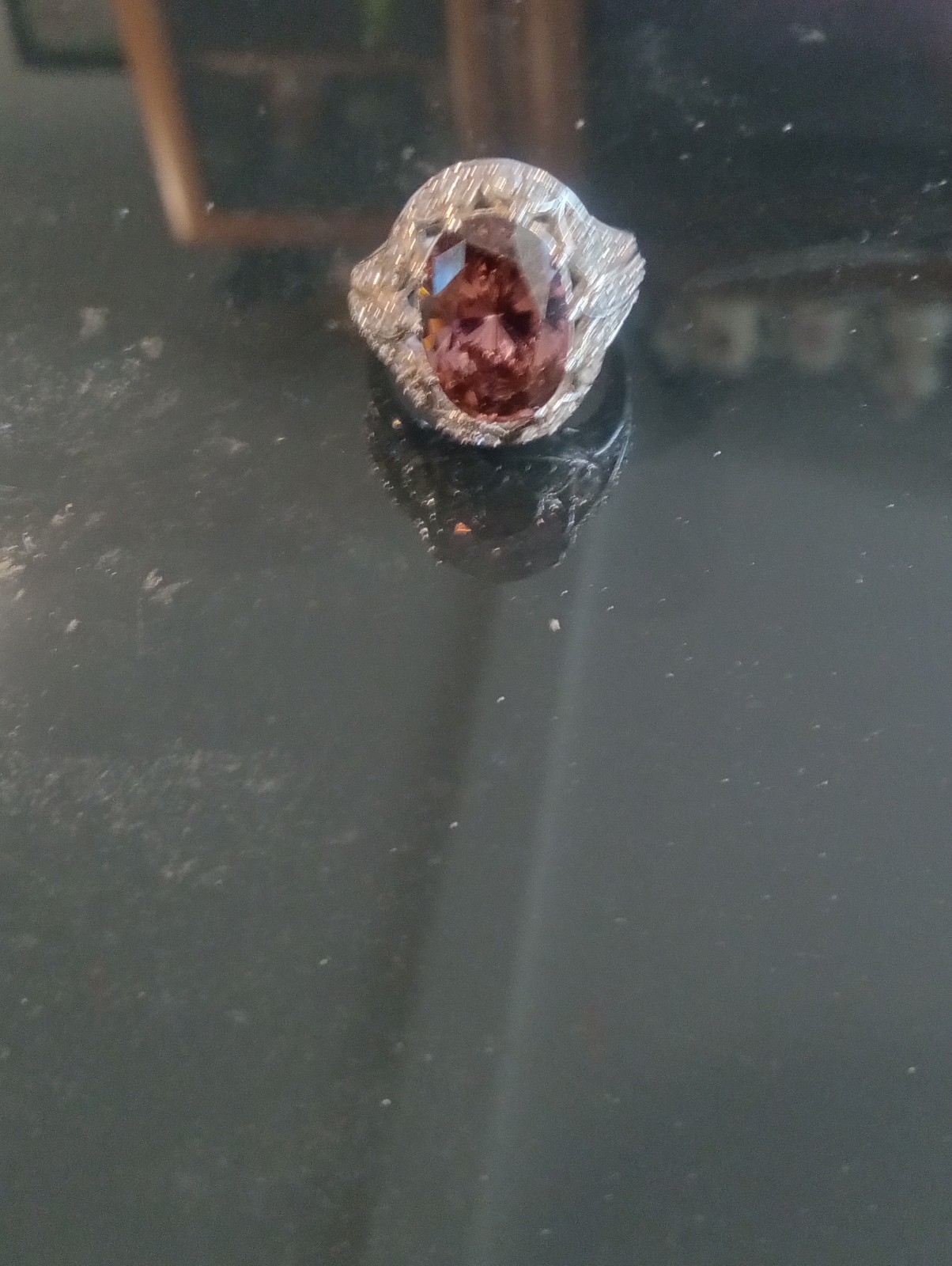 Women's Pre-Owned .925 Sterling Silver Pink Topaz Cocktail Ring Size 6.75 8.2g