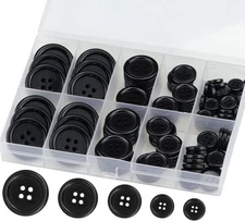 100 Pcs Black Resin Sewing Buttons, 4-Hole Craft Suit Coat Shirt Black, 