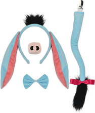 4 Pieces Donkey Ears and Tail Set-Donkey Headband with Tail Nose Bow Tie Costume