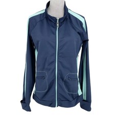 Alo Jacket Womens XL CoolFit Navy Blue Zip Stretch Knit Back Pocket Athleisure