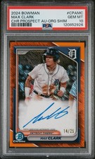 2024 BOWMAN CHROME PROSPECT AUTO #CPAMC MAX CLARK AU-ORG SHIMMER PSA 10 # /25