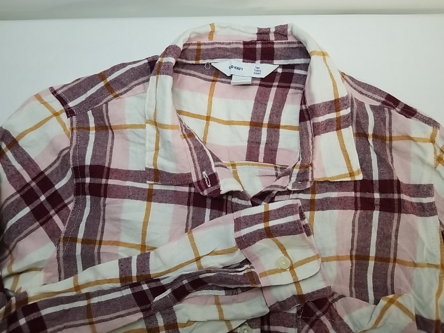Old Navy Flannel Plaid Tunic Long Sleeve Button Up Shirt Womens L Large