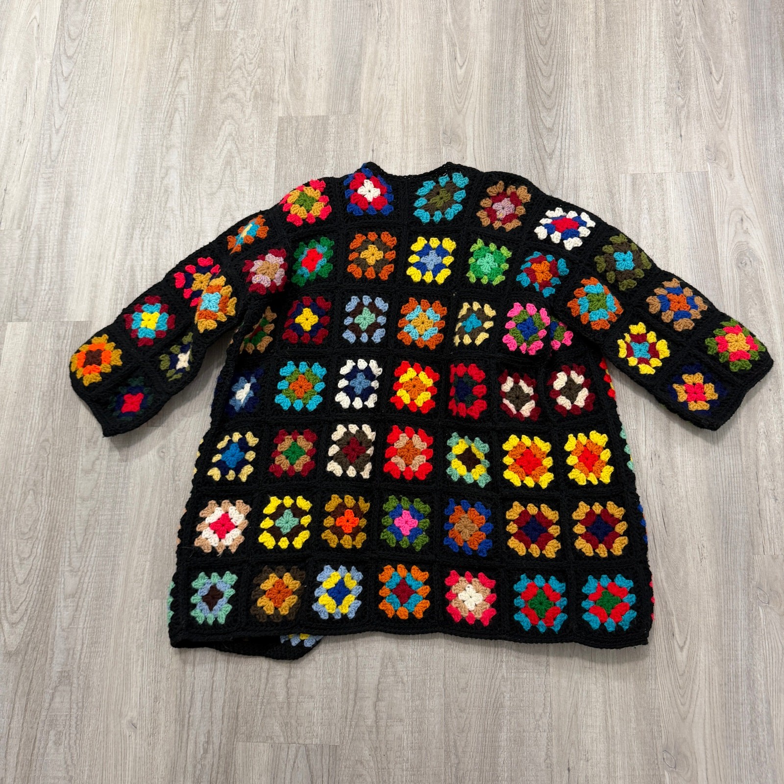 Vintage Crochet Granny Square Patchwork Floral Ca… - image 4