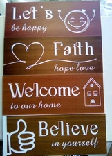 4 Small Wooden Signs