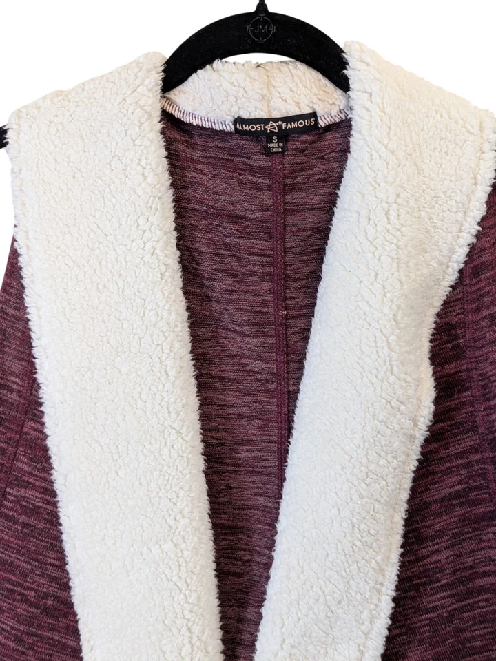 NWT Small Almost Famous Tan Faux Sherpa Shearling Vest Sleeveless Knit Top Soft - Image 2 of 4