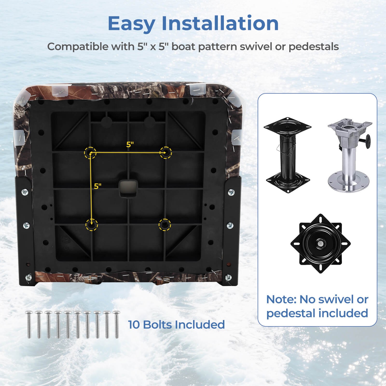 2-Pack Folding Boat Seats w/ Thick Sponge Padding Fixing Bolts Hinges