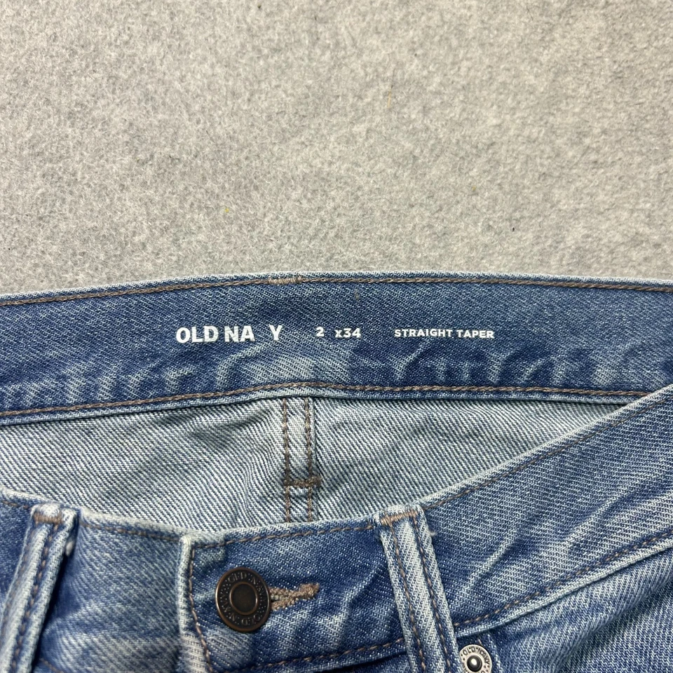 Old Navy Jeans Mens 32 X 34 Straight Taper Light Wash Blue Denim 100% Cotton - Image 3 of 4