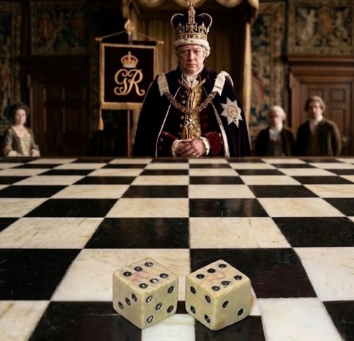 Revolutionary war King G. Rex III taxed dice pair 021223@