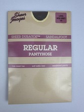 Vintage Sheer Images Regular Pantyhose Long New Grey 126 Sandalfoot USA NOS