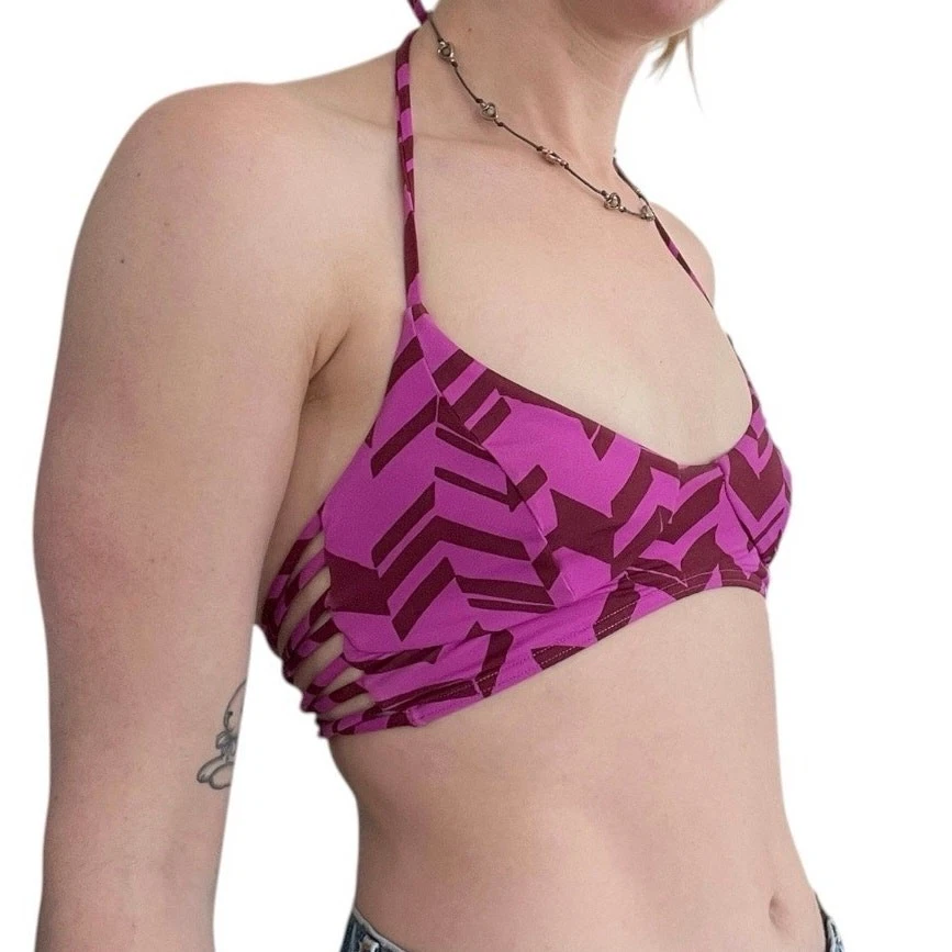Top de bikini Billabong Swim vibrante magenta con tiras cuello halter Foto 3 de 4