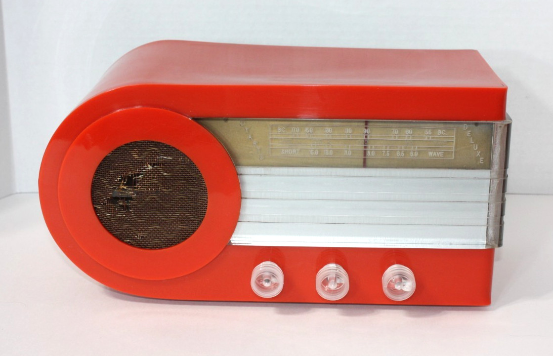 Ultra Rare Vintage 1946  Cyarts B Deluxe Radio Orange Art Deco