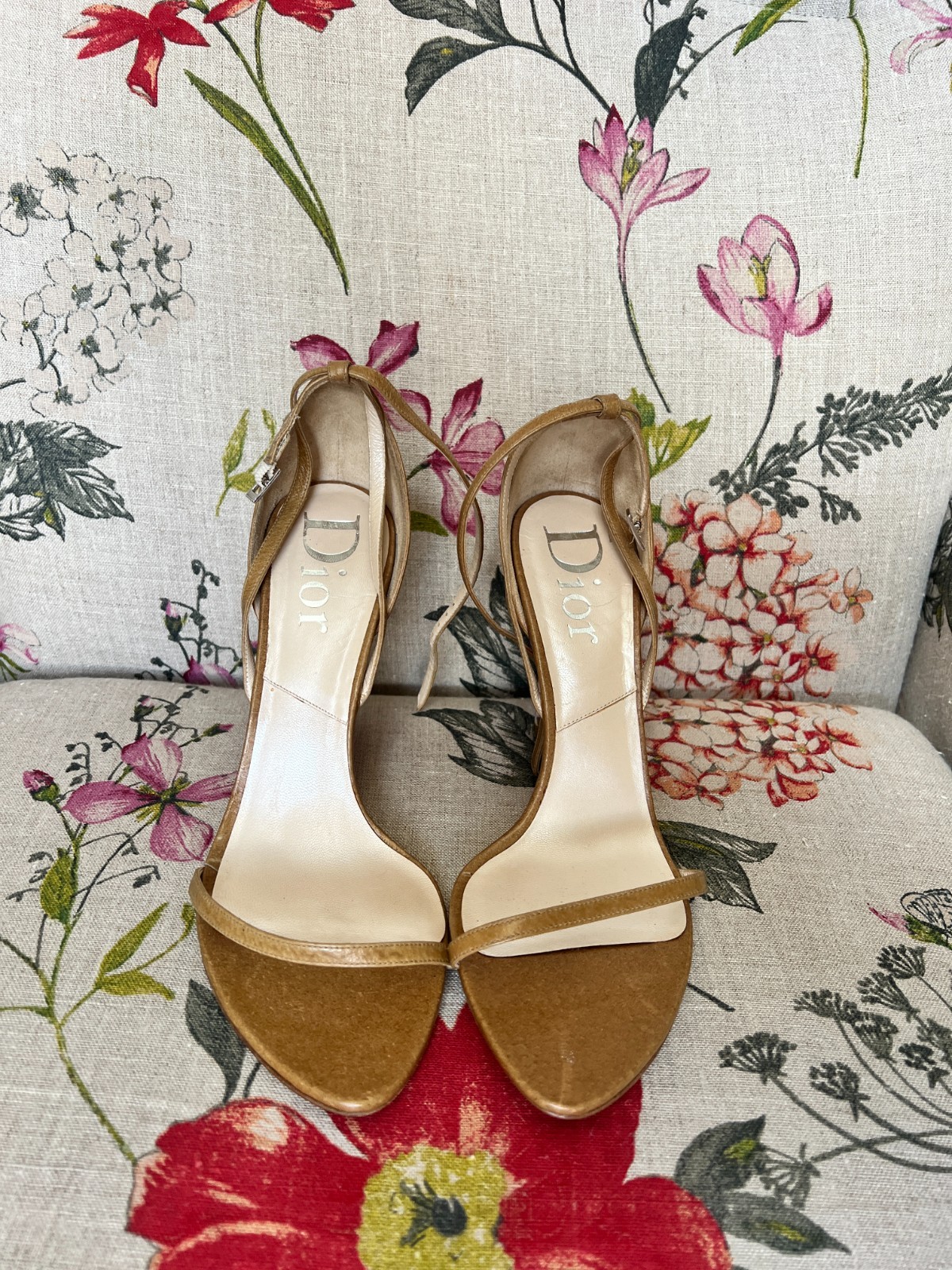 Vintage Christian Dior John Galliano 2005 Floral Wedge Sandals Brown Leather 41 image 3