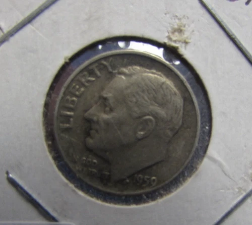 1959  ROOSEVELT  DIME - VERY GOOD - 90% SILVER