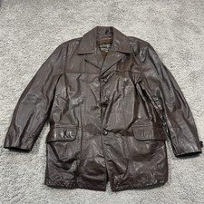Vintage 70’s Sears Roebuck The Leather Shop Men's Jacket Lined Size 44 Brown