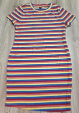 Shein Curve Rainbow Stripe Dress Womens Plus Sz 2XL, Stretch, Form Fitting