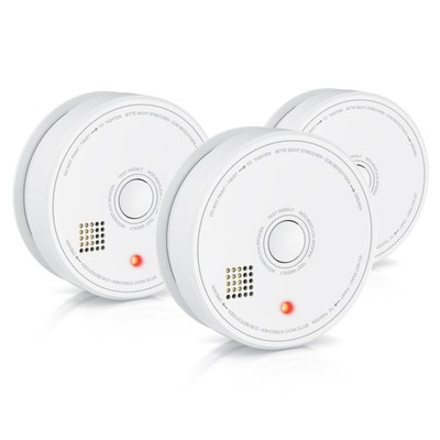 Brandson 3x Rauchmelder, 9V, Blockbatterie, weiß