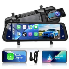 Espejo Retrovisor 10" Camara Inalambrica Para Coche Dash Cam Con Apple CarPlay