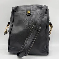 LOEWE Anagram Bag Leather Shoulder Crossbody 33x25x11cm Black Vintage