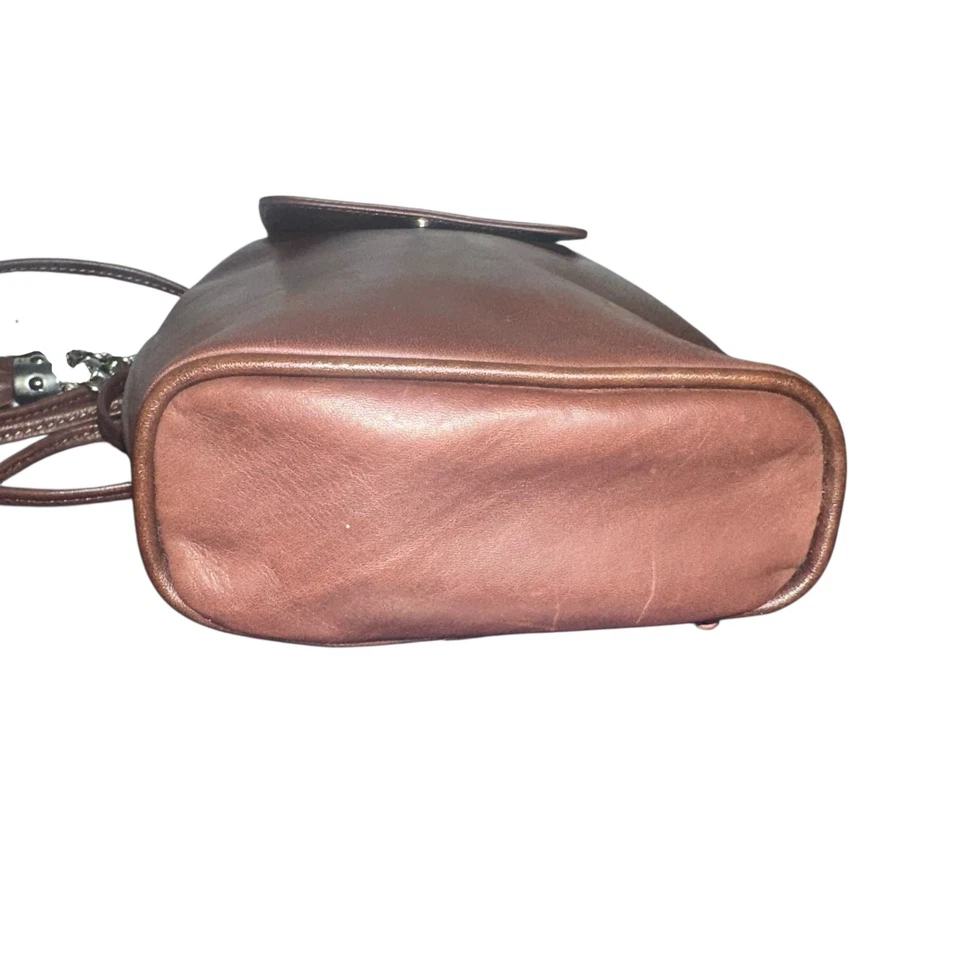 Mini Mochila Francesco Biasia de Cuero Italiano Marrón Borla Cadena Cartera de Lujo  Foto 4 de 4