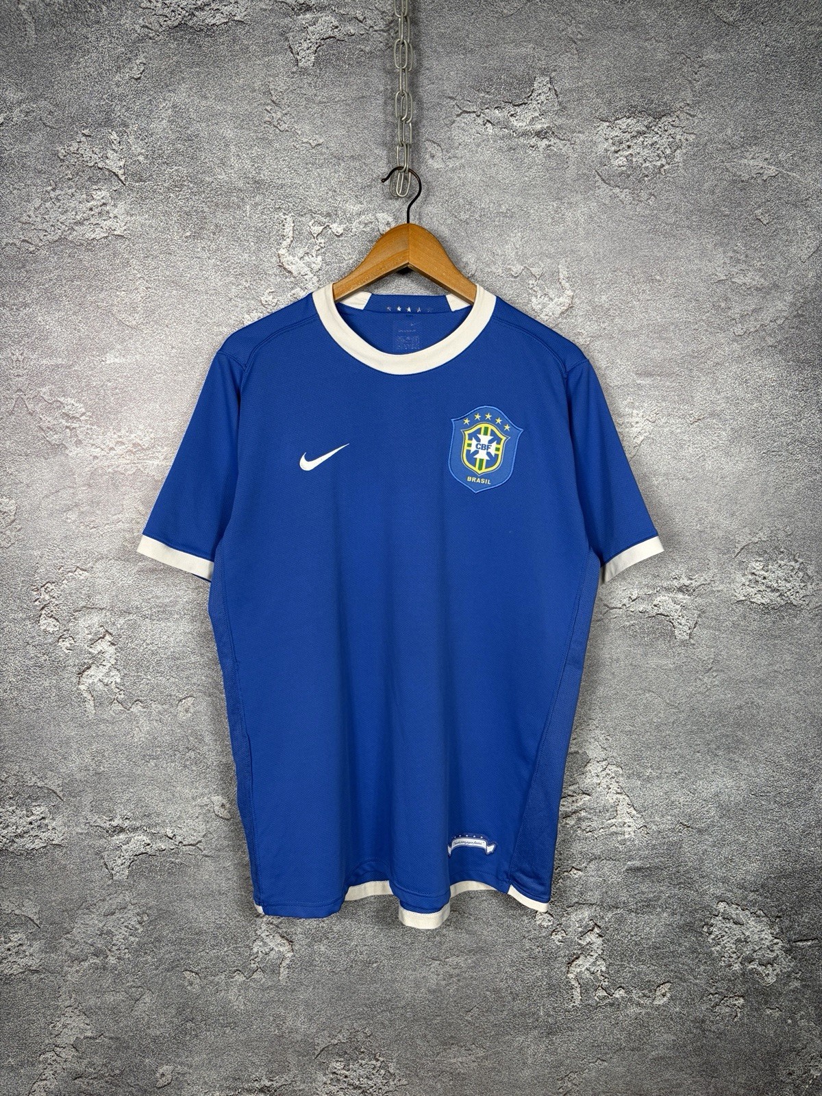 Vintage Nike Brazil 2006 Soccer Jersey Shirt Dri-FIT Blue Size L