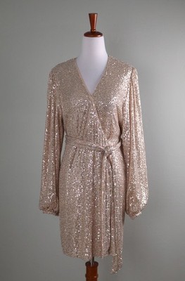 gold dress price Gold Sequin Wrap Blazer Dress – John Zack