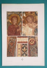 WALL PAINTINGS Cathedral at Puy France 13th C Crucifixion - 1888 Color Print