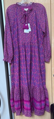 Roller Rabbit Women's Augusta Floral Print Garnet Maxi Dress Size Medium