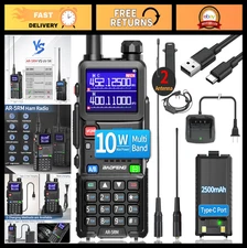 High Power 10W Handheld Ham Radio Walkie Talkie - Long Range, NOAA Weather, USB