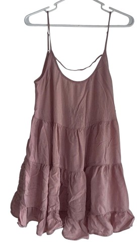 Brandy Melville mini abito donna babydoll a strati OS rosa schiena aperta stile Y2K