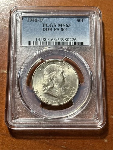 1948-D Franklin Half Dollar - PCGS MS-63 DDR FS-801 - Double Die Reverse