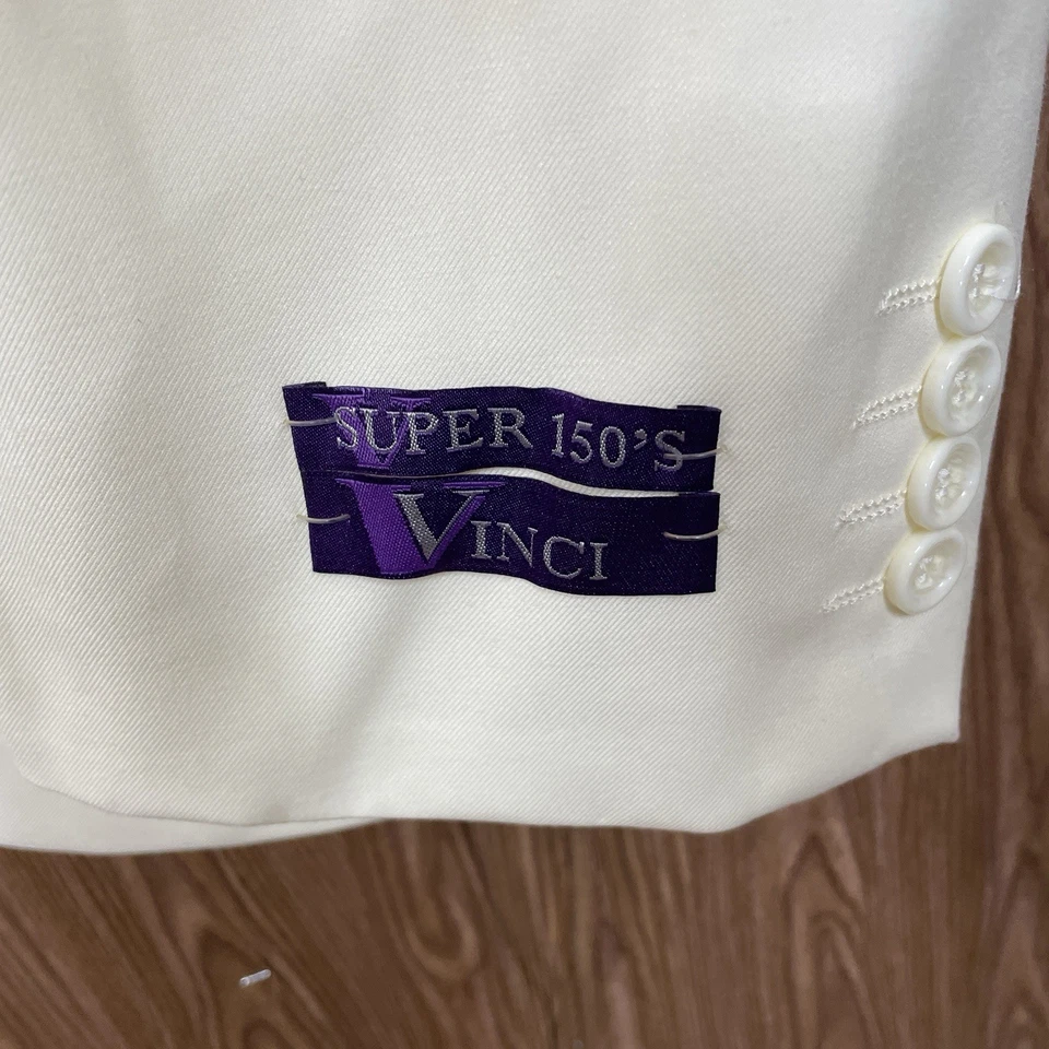 Chaqueta Blazer Vinci Para Hombre 60L Blanca Poliéster Sólido Doble Ventilación Dos Botones Foto 3 de 4