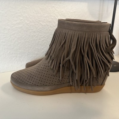 Shoes The Baer Stiefelette Gr.38 EMMY FRINGES Leder Boots Keilabsatz NEU OVP