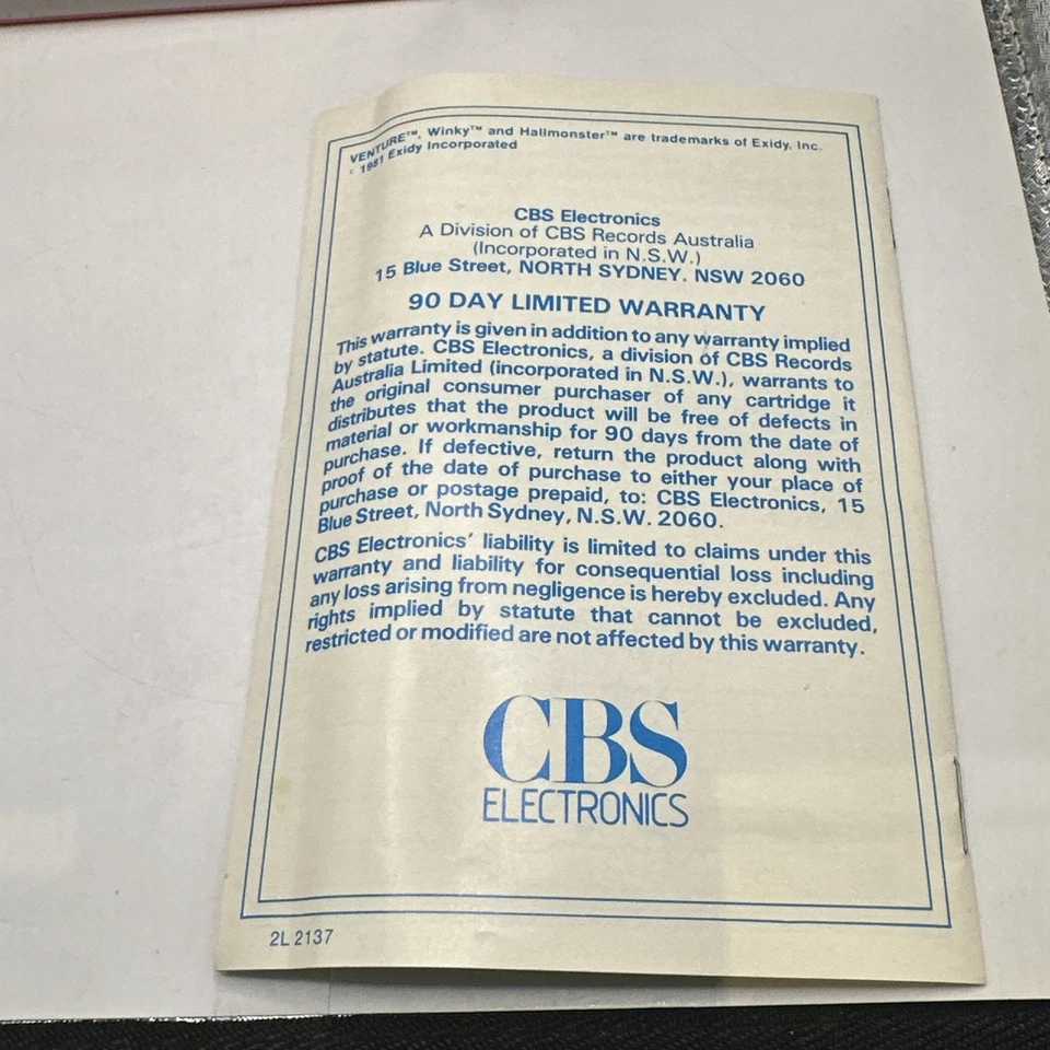 Venture • ColecoVision Game In Box + Manual (1982) Australian PAL • Coleco Boxed - Image 3 of 4