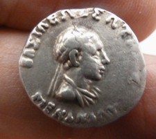 Indo-Greek  MENANDER I - 160-145 BC - Silver Drachm Coin Scarce REF: #840