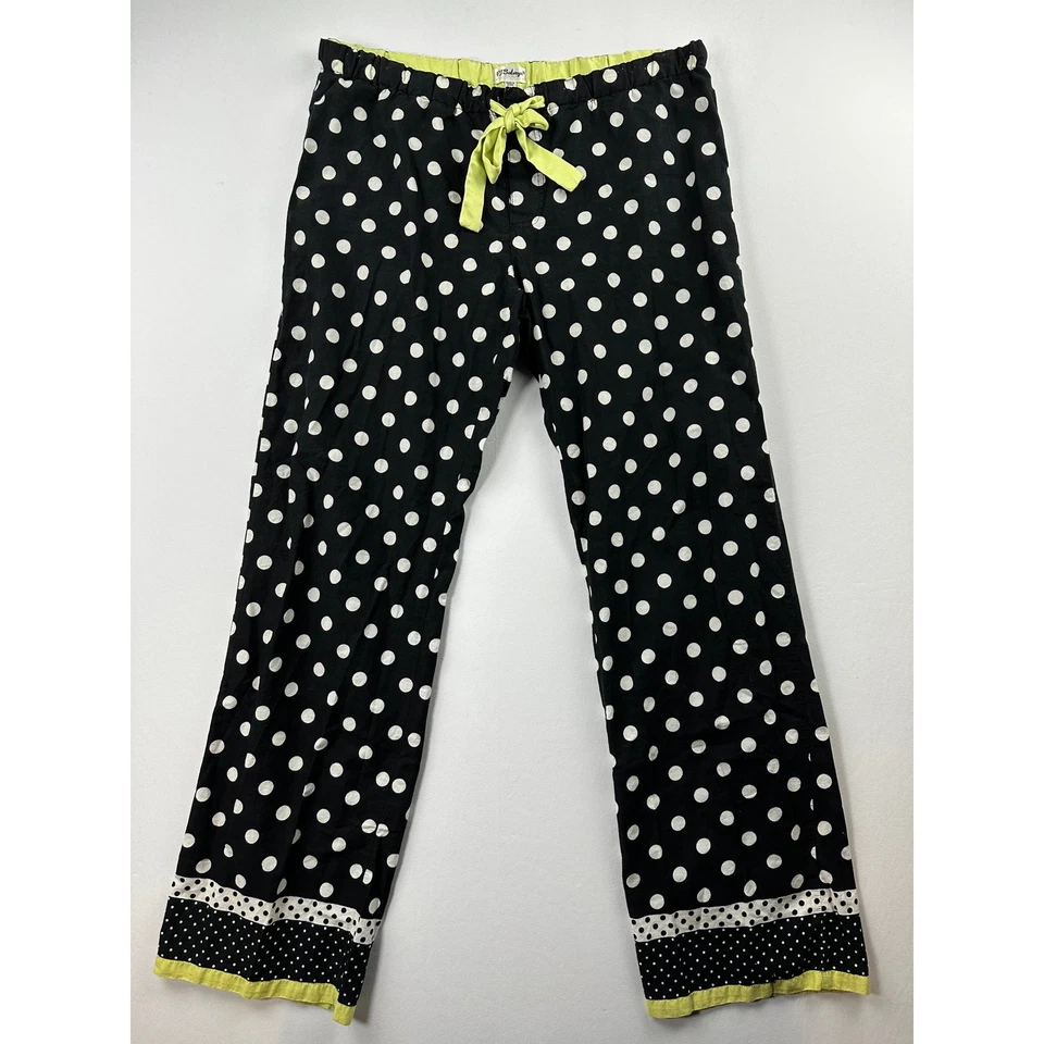 P.J. Pantalones de pijama Salvage negro blanco verde a lunares para mujer talla grande algodón Foto 2 de 4