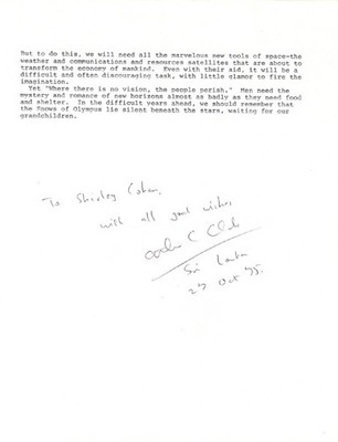 SIR ARTHUR C. CLARKE - INSCRIBED TYPESCRIPT SIGNED